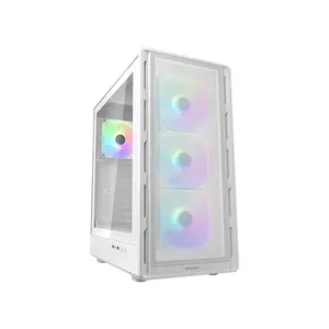 COUGAR Airface Pure RGB Compact ATX Mid-Tower Gaming Case, White Edition, High Airflow Tempered Glass Chassis with RGB Fans