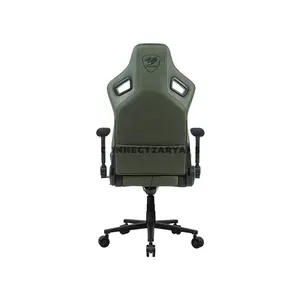 COUGAR DEFENSOR S Army Green F Gaming Chair with Leather-Like Fabric, PushBack Advanced Lumbar Support, 4D Folding Armrests, Magnetic Memory Foam Neck Pillow & 155° Recline