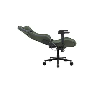 COUGAR DEFENSOR S Army Green F Gaming Chair with Leather-Like Fabric, PushBack Advanced Lumbar Support, 4D Folding Armrests, Magnetic Memory Foam Neck Pillow & 155° Recline