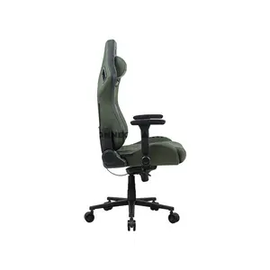 COUGAR DEFENSOR S Army Green F Gaming Chair with Leather-Like Fabric, PushBack Advanced Lumbar Support, 4D Folding Armrests, Magnetic Memory Foam Neck Pillow & 155° Recline