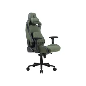 COUGAR DEFENSOR S Army Green F Gaming Chair with Leather-Like Fabric, PushBack Advanced Lumbar Support, 4D Folding Armrests, Magnetic Memory Foam Neck Pillow & 155° Recline