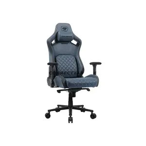 COUGAR DEFENSOR S Navy Blue Gaming Chair with Leather-Like Fabric, PushBack Advanced Lumbar Support, 4D Folding Armrests, Magnetic Memory Foam Neck Pillow & 155° Recline