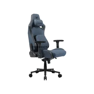 COUGAR DEFENSOR S Navy Blue Gaming Chair with Leather-Like Fabric, PushBack Advanced Lumbar Support, 4D Folding Armrests, Magnetic Memory Foam Neck Pillow & 155° Recline