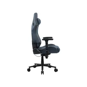 COUGAR DEFENSOR S Navy Blue Gaming Chair with Leather-Like Fabric, PushBack Advanced Lumbar Support, 4D Folding Armrests, Magnetic Memory Foam Neck Pillow & 155° Recline