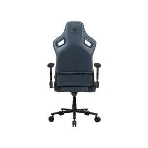 COUGAR DEFENSOR S Navy Blue Gaming Chair with Leather-Like Fabric, PushBack Advanced Lumbar Support, 4D Folding Armrests, Magnetic Memory Foam Neck Pillow & 155° Recline