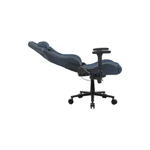 COUGAR DEFENSOR S Navy Blue Gaming Chair with Leather-Like Fabric, PushBack Advanced Lumbar Support, 4D Folding Armrests, Magnetic Memory Foam Neck Pillow & 155° Recline
