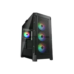 COUGAR Duoface Pro RGB Black Mid Tower PC Case with Dual Interchangeable Front Panels, 4×120mm ARGB Fans, Tempered Glass Side Panel, USB Type-C Gen 2, E-ATX Support, 390mm GPU Clearance