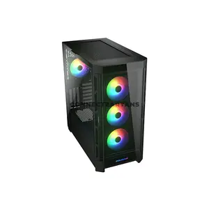 COUGAR Duoface Pro RGB Black Mid Tower PC Case with Dual Interchangeable Front Panels, 4×120mm ARGB Fans, Tempered Glass Side Panel, USB Type-C Gen 2, E-ATX Support, 390mm GPU Clearance