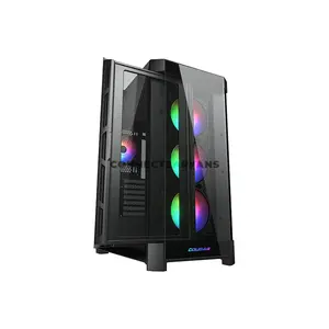COUGAR Duoface Pro RGB Black Mid Tower PC Case with Dual Interchangeable Front Panels, 4×120mm ARGB Fans, Tempered Glass Side Panel, USB Type-C Gen 2, E-ATX Support, 390mm GPU Clearance