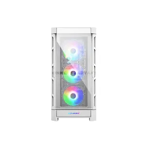 COUGAR Duoface Pro RGB White Mid Tower PC Case with Dual Interchangeable Front Panels, 4×120mm ARGB Fans, Tempered Glass Side Panel, USB Type-C Gen 2, E-ATX Support, 390mm GPU Clearance