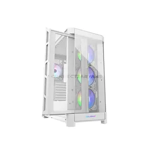COUGAR Duoface Pro RGB White Mid Tower PC Case with Dual Interchangeable Front Panels, 4×120mm ARGB Fans, Tempered Glass Side Panel, USB Type-C Gen 2, E-ATX Support, 390mm GPU Clearance