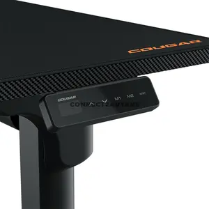 COUGAR E-GRAV 160 Electric 4-Leg Height Adjustable Gaming Desk Black, 160 × 75cm Carbon Fiber Textured Desktop, Dual-Motor System, Dual Memory Presets, Full Desk Mouse Pad, Cable Management & Headset Hook