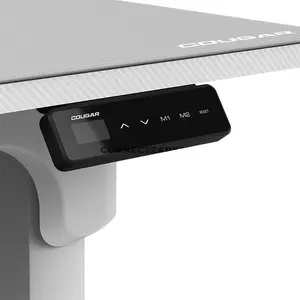 COUGAR E-GRAV 160 Electric 4-Leg Height Adjustable Gaming Desk White, 160 × 75cm Carbon Fiber Textured Desktop, Dual-Motor System, Dual Memory Presets, Full Desk Mouse Pad, Cable Management & Headset Hook