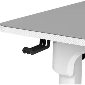 COUGAR E-GRAV 160 Electric 4-Leg Height Adjustable Gaming Desk White, 160 × 75cm Carbon Fiber Textured Desktop, Dual-Motor System, Dual Memory Presets, Full Desk Mouse Pad, Cable Management & Headset Hook