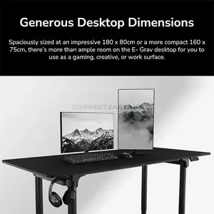 COUGAR E-GRAV 180 Electric 4-Leg Height Adjustable Gaming Desk Black, 180 × 80cm Carbon Fiber Desktop, Dual-Motor System, Dual Memory Presets, Full Desk Mouse Pad, Cable Management & Headset Hook