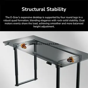 COUGAR E-GRAV 180 Electric 4-Leg Height Adjustable Gaming Desk Black, 180 × 80cm Carbon Fiber Desktop, Dual-Motor System, Dual Memory Presets, Full Desk Mouse Pad, Cable Management & Headset Hook