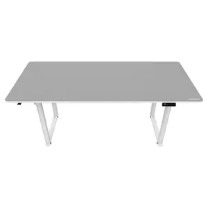 COUGAR E-GRAV 180 Electric 4-Leg Height Adjustable Gaming Desk White, 180 × 80cm Carbon Fiber Textured Desktop, Dual-Motor System, Dual Memory Presets, Full Desk Mouse Pad, Cable Management & Headset Hook