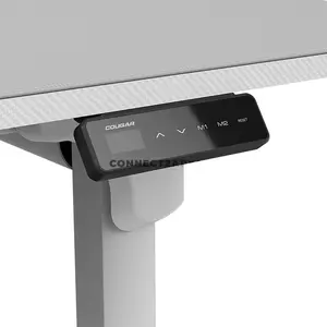 COUGAR E-GRAV 180 Electric 4-Leg Height Adjustable Gaming Desk White, 180 × 80cm Carbon Fiber Textured Desktop, Dual-Motor System, Dual Memory Presets, Full Desk Mouse Pad, Cable Management & Headset Hook