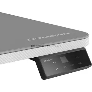 COUGAR E-STAR 120 Electric Height Adjustable Gaming Desk White, 120 × 60cm Carbon Fiber Textured Surface, Dual Memory Presets, Independent Monitor Stand, Full Desk Mouse Pad & Cable Management