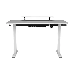 COUGAR E-STAR 120 Electric Height Adjustable Gaming Desk White, 120 × 60cm Carbon Fiber Textured Surface, Dual Memory Presets, Independent Monitor Stand, Full Desk Mouse Pad & Cable Management