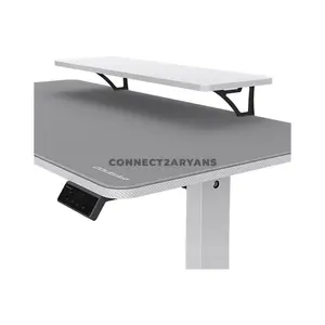 COUGAR E-STAR 120 Electric Height Adjustable Gaming Desk White, 120 × 60cm Carbon Fiber Textured Surface, Dual Memory Presets, Independent Monitor Stand, Full Desk Mouse Pad & Cable Management
