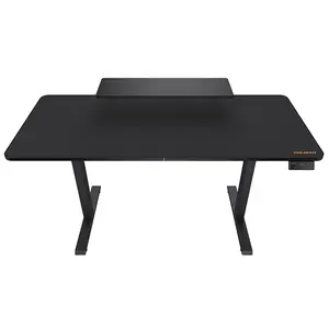 COUGAR E-STAR 140 Electric Height Adjustable Gaming Desk Black, 140 × 60cm Carbon Fiber Textured Surface, Dual Memory Presets, Independent Monitor Stand, Full Desk Mouse Pad & Cable Management