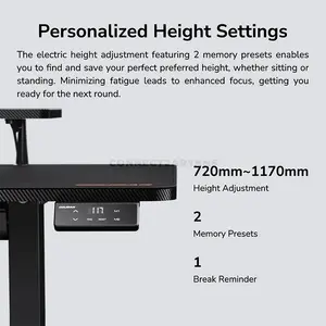 COUGAR E-STAR 140 Electric Height Adjustable Gaming Desk Black, 140 × 60cm Carbon Fiber Textured Surface, Dual Memory Presets, Independent Monitor Stand, Full Desk Mouse Pad & Cable Management