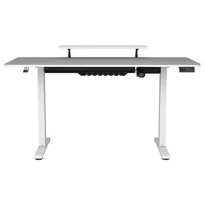 COUGAR E-STAR 140 Electric Height Adjustable Gaming Desk White, 140 × 60cm Carbon Fiber Textured Surface, Dual Memory Presets, Independent Monitor Stand, Full Desk Mouse Pad & Cable Management