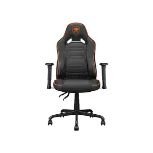 COUGAR FUSION S Orange/Black Ergonomic Gaming Chair with Breathable PVC & PU Leather, Built-in 3D Curved Lumbar Support, Multi-Density Foam Seat, 2D Adjustable Armrests & Class 4 Gas Lift Cylinder