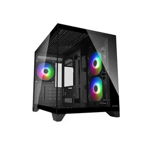 COUGAR FV150 Mini RGB Mini-Tower Gaming Case Black Edition, Compact Tempered Glass Chassis, RGB Fan Equipped Design, Space-Saving Showcase Gaming PC Case