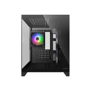 COUGAR FV150 Mini RGB Mini-Tower Gaming Case Black Edition, Compact Tempered Glass Chassis, RGB Fan Equipped Design, Space-Saving Showcase Gaming PC Case