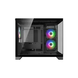 COUGAR FV150 Mini RGB Mini-Tower Gaming Case Black Edition, Compact Tempered Glass Chassis, RGB Fan Equipped Design, Space-Saving Showcase Gaming PC Case