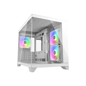 COUGAR FV150 Mini RGB Mini-Tower Gaming Case White Edition, Compact Tempered Glass Chassis, RGB Fan Equipped Design, Space-Saving Showcase Gaming PC Case