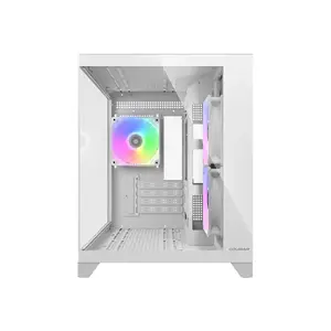 COUGAR FV150 Mini RGB Mini-Tower Gaming Case White Edition, Compact Tempered Glass Chassis, RGB Fan Equipped Design, Space-Saving Showcase Gaming PC Case