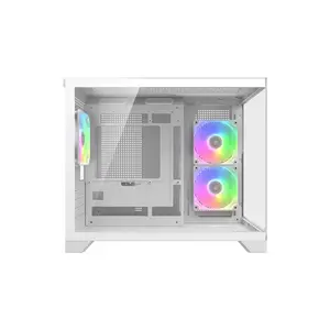 COUGAR FV150 Mini RGB Mini-Tower Gaming Case White Edition, Compact Tempered Glass Chassis, RGB Fan Equipped Design, Space-Saving Showcase Gaming PC Case