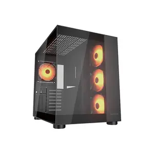COUGAR FV150 RGB Mid-Tower Gaming Case Black Edition, Panoramic Tempered Glass Chassis, RGB Fan Equipped Design, Showcase Gaming PC Case