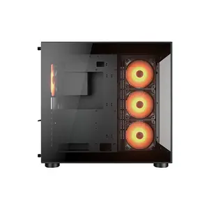 COUGAR FV150 RGB Mid-Tower Gaming Case Black Edition, Panoramic Tempered Glass Chassis, RGB Fan Equipped Design, Showcase Gaming PC Case
