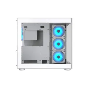 COUGAR FV150 RGB Mid-Tower Gaming Case White Edition, Panoramic Tempered Glass Chassis, RGB Fan Equipped Design, Showcase Gaming PC Case