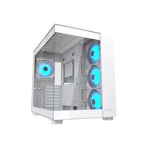 COUGAR FV150 RGB Mid-Tower Gaming Case White Edition, Panoramic Tempered Glass Chassis, RGB Fan Equipped Design, Showcase Gaming PC Case