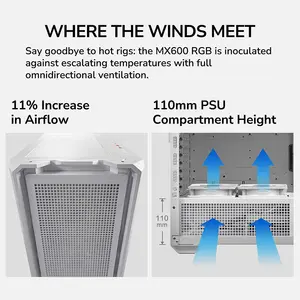 COUGAR MX600 RGB Full Tower Gaming Case White Edition, Tempered Glass Side Panel, High Cooling Performance Design, Premium Showcase Gaming Chassis