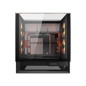COUGAR OmnyX Black Mid Tower PC Case with Omnidirectional Dynamic Flow System, 4×160mm ARGB PWM Fans, Dual Tempered Glass Panels, Dual USB 3.2 Gen 2 Type-C Ports, Native Vertical GPU Mount, ATX Motherboard Support