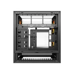 COUGAR OmnyX Black Mid Tower PC Case with Omnidirectional Dynamic Flow System, 4×160mm ARGB PWM Fans, Dual Tempered Glass Panels, Dual USB 3.2 Gen 2 Type-C Ports, Native Vertical GPU Mount, ATX Motherboard Support