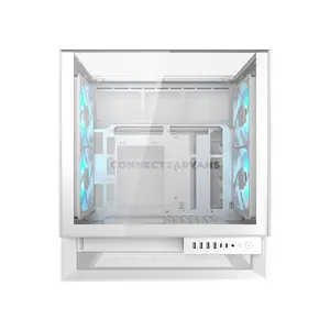 COUGAR OmnyX White Mid Tower PC Case with Omnidirectional Dynamic Flow System, 4×160mm ARGB PWM Fans, Dual Tempered Glass Panels, Dual USB 3.2 Gen 2 Type-C Ports, Native Vertical GPU Mount, ATX Motherboard Support