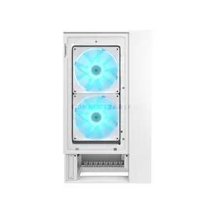 COUGAR OmnyX White Mid Tower PC Case with Omnidirectional Dynamic Flow System, 4×160mm ARGB PWM Fans, Dual Tempered Glass Panels, Dual USB 3.2 Gen 2 Type-C Ports, Native Vertical GPU Mount, ATX Motherboard Support