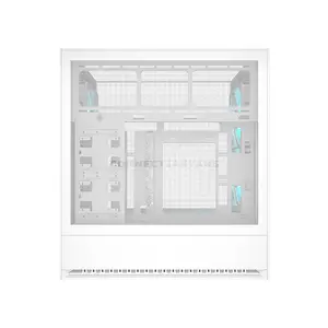 COUGAR OmnyX White Mid Tower PC Case with Omnidirectional Dynamic Flow System, 4×160mm ARGB PWM Fans, Dual Tempered Glass Panels, Dual USB 3.2 Gen 2 Type-C Ports, Native Vertical GPU Mount, ATX Motherboard Support