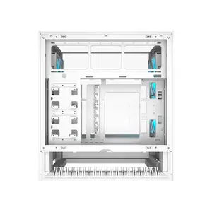 COUGAR OmnyX White Mid Tower PC Case with Omnidirectional Dynamic Flow System, 4×160mm ARGB PWM Fans, Dual Tempered Glass Panels, Dual USB 3.2 Gen 2 Type-C Ports, Native Vertical GPU Mount, ATX Motherboard Support