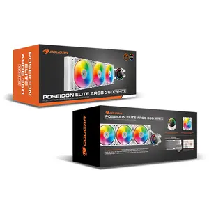 COUGAR Poseidon Elite 360 Liquid CPU Cooler White Edition, 360mm AIO Cooling System, Triple High-Performance Fans, Premium Liquid Cooling Solution for Gaming PCs