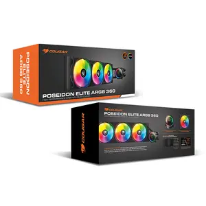 COUGAR Poseidon Elite 360 Liquid CPU Cooler Black Edition, 360mm AIO Cooling System, Triple High-Performance Fans, Premium Liquid Cooling Solution for Gaming PCs