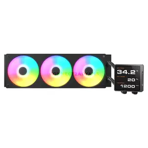 COUGAR POSEIDON VISTEK PRO 360 ARGB Black AIO Liquid CPU Cooler with 3.95-inch IPS TFT LCD Display, 720×720 Resolution, Single-Frame PWM ARGB Fans, Intel LGA1851 & AMD AM5 Support