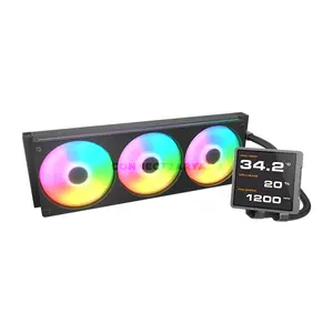 COUGAR POSEIDON VISTEK PRO 360 ARGB Black AIO Liquid CPU Cooler with 3.95-inch IPS TFT LCD Display, 720×720 Resolution, Single-Frame PWM ARGB Fans, Intel LGA1851 & AMD AM5 Support